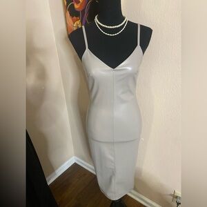 Forever 21 Light Gray Faux Leather Spaghetti Strap Dress